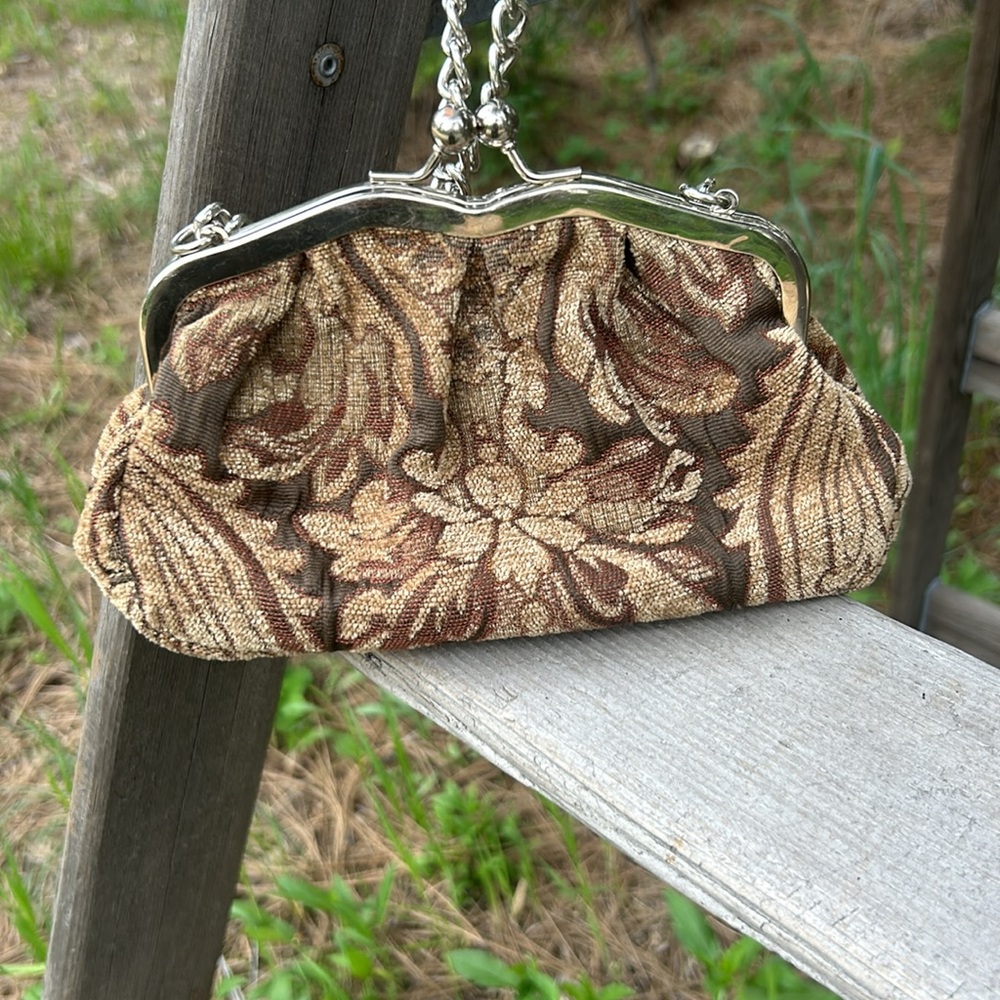 Apt 9 Kisslock Brown carpet bag Patterned Women's crossbody Bag - Picture 4 of 10